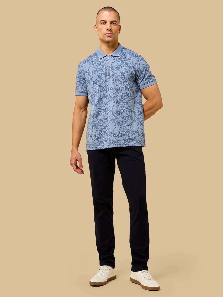 Leaf Print Polo T-Shirt