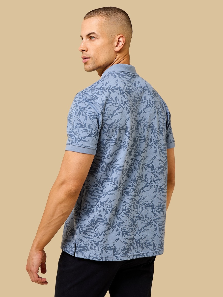 Leaf Print Polo T-Shirt