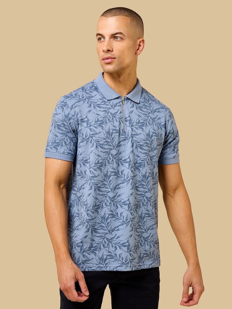 Leaf Print Polo T-Shirt