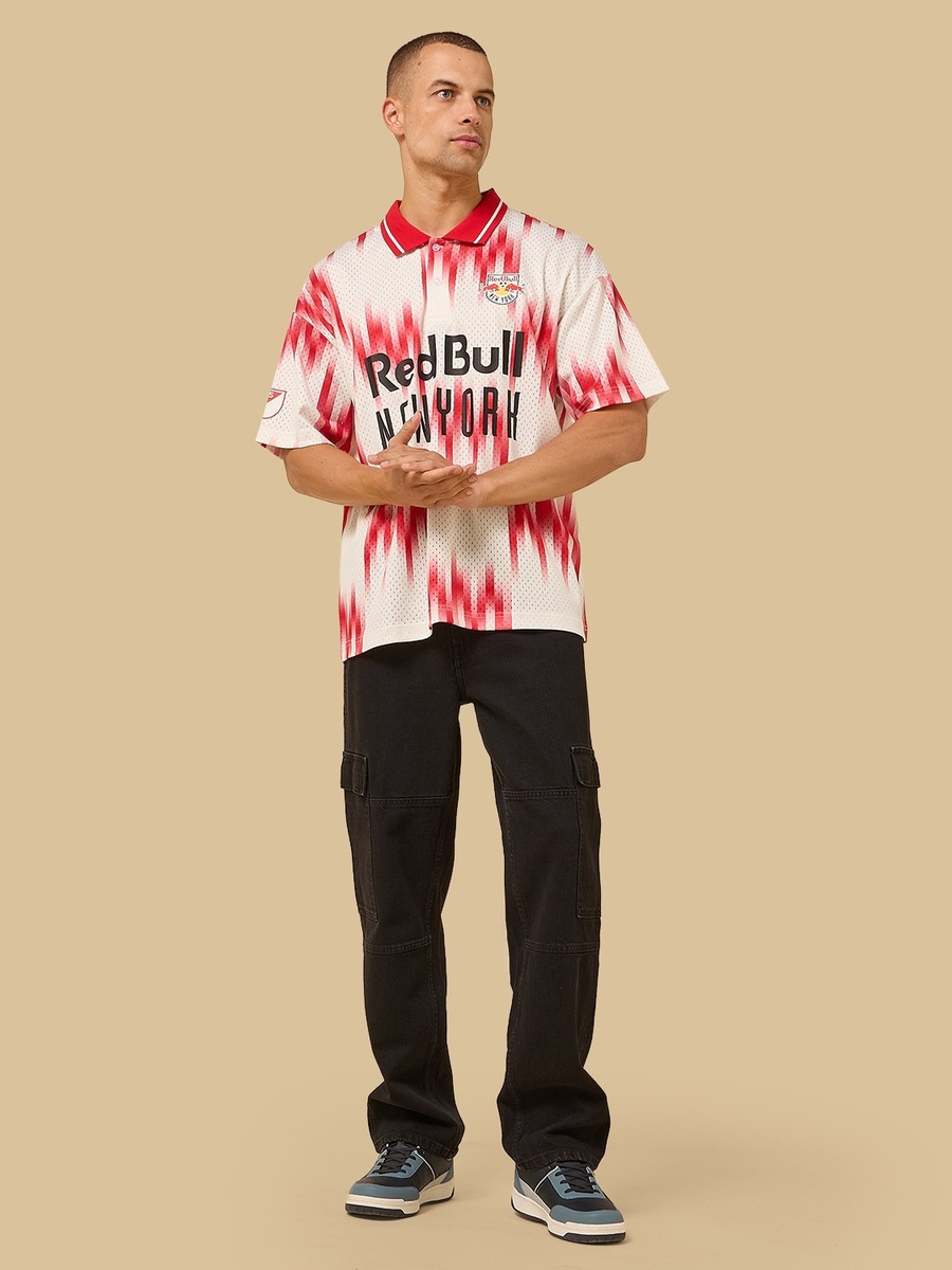 Red Bull New York Print Oversized Polo T-Shirt