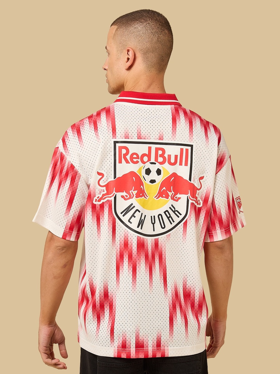 Red Bull New York Print Oversized Polo T-Shirt