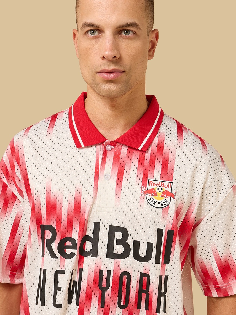 Red Bull New York Print Oversized Polo T-Shirt