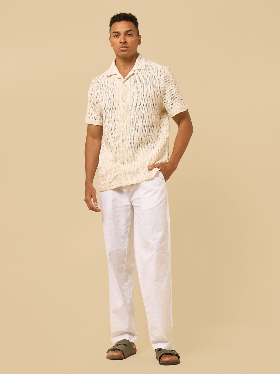 Relaxed Fit Crochet Resort Shirt