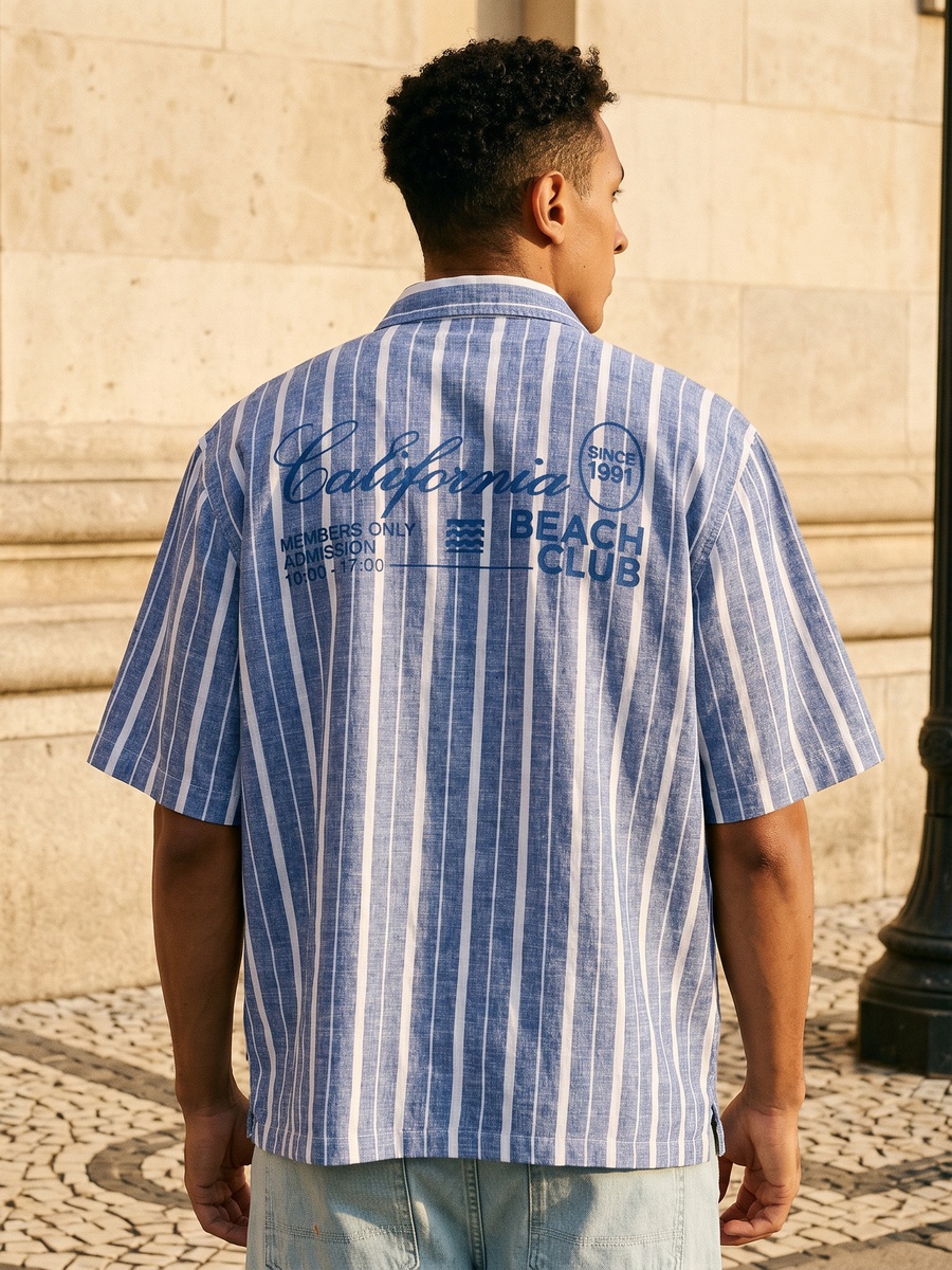 Striped Boxy Fit Resort Shirt