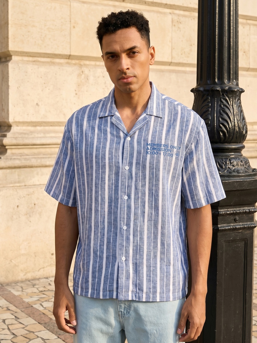 Striped Boxy Fit Resort Shirt