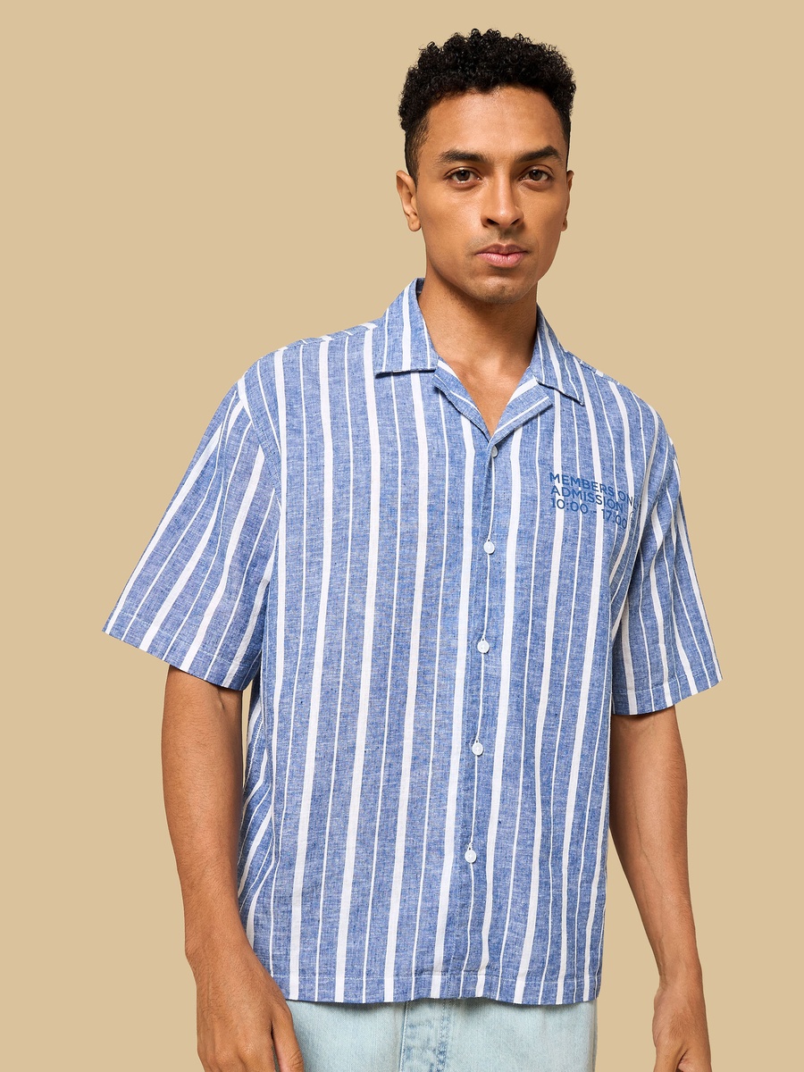 Striped Boxy Fit Resort Shirt