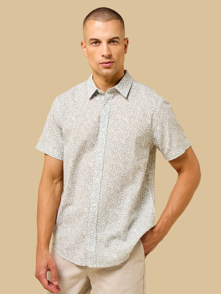 Printed Linen Blend Shirt