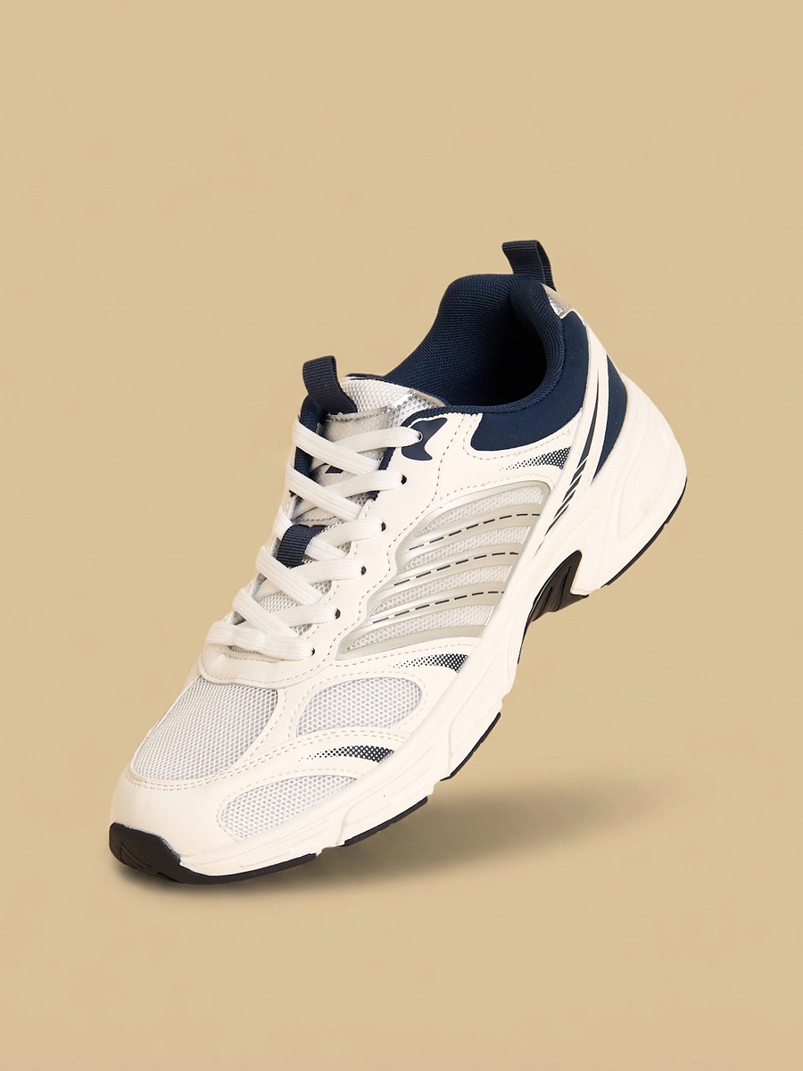 Panelled Sports Shoes with Lace-Up Closure