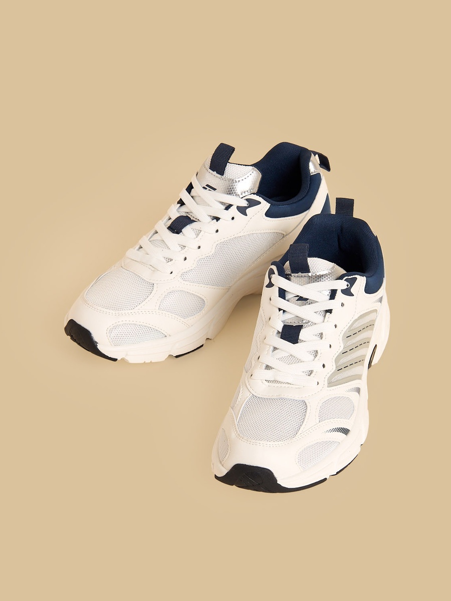 Panelled Sports Shoes with Lace-Up Closure