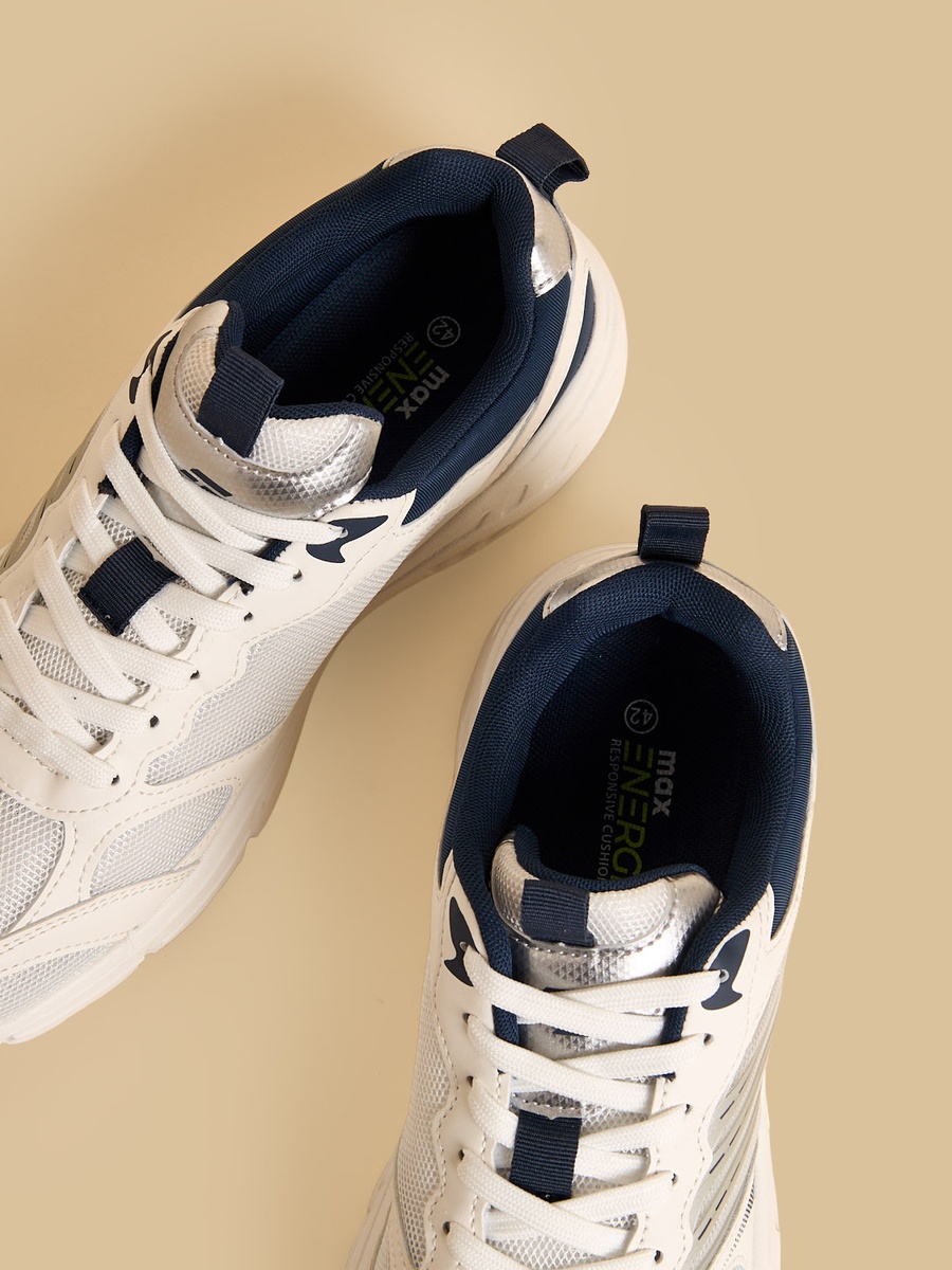 Panelled Sports Shoes with Lace-Up Closure