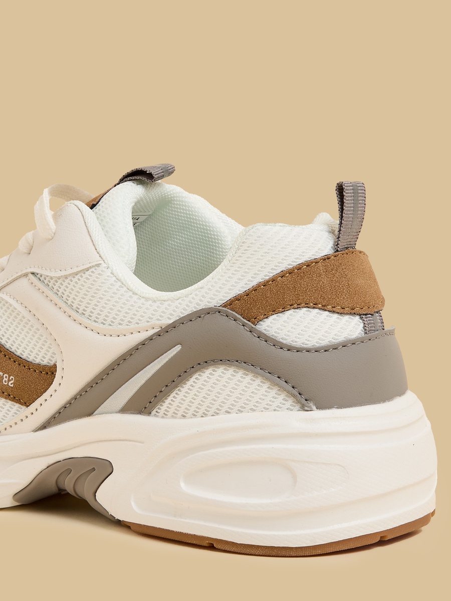 Panelled Mesh Sports Shoes with Lace-Up Closure