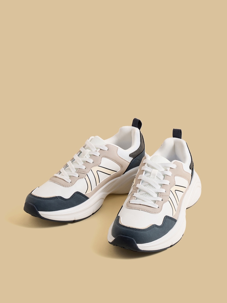 Panelled Lace-Up Sports Shoes
