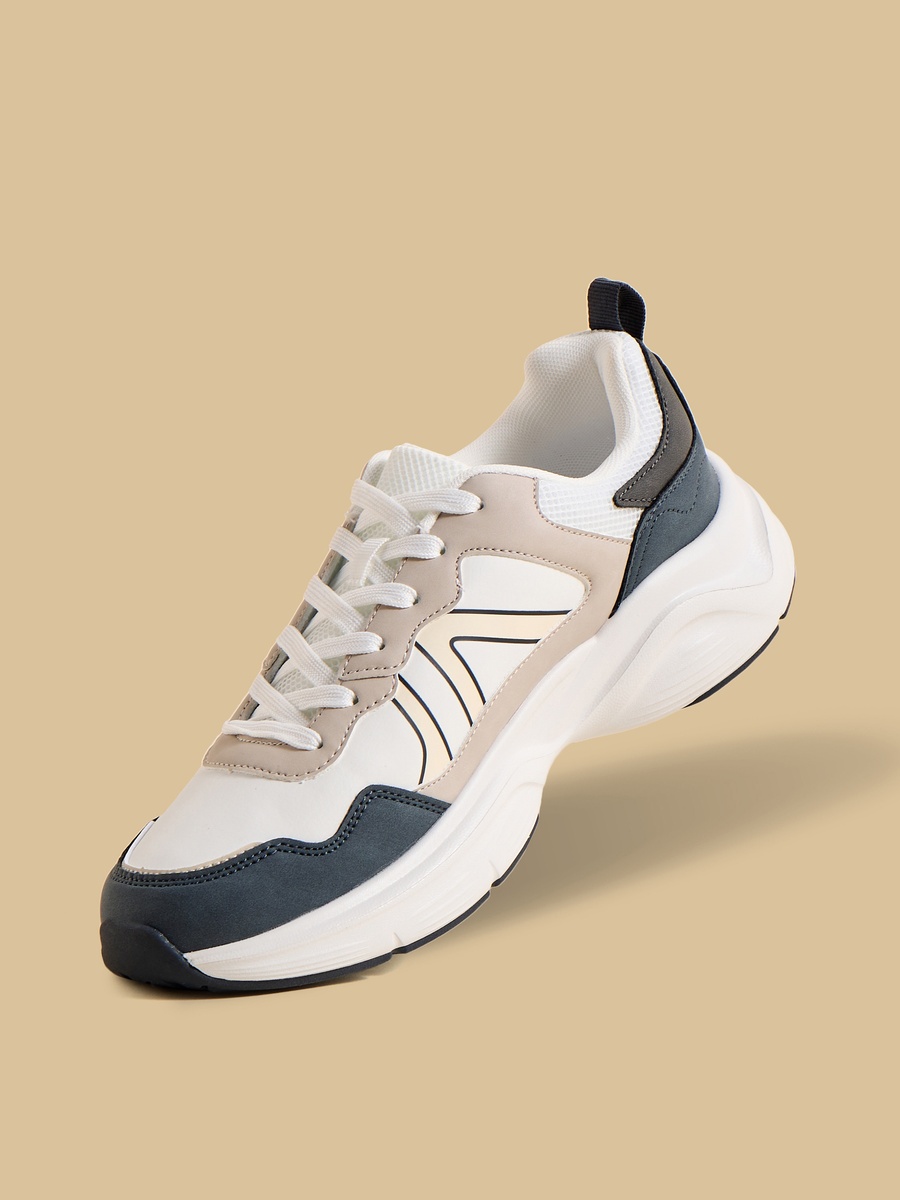 Panelled Lace-Up Sports Shoes
