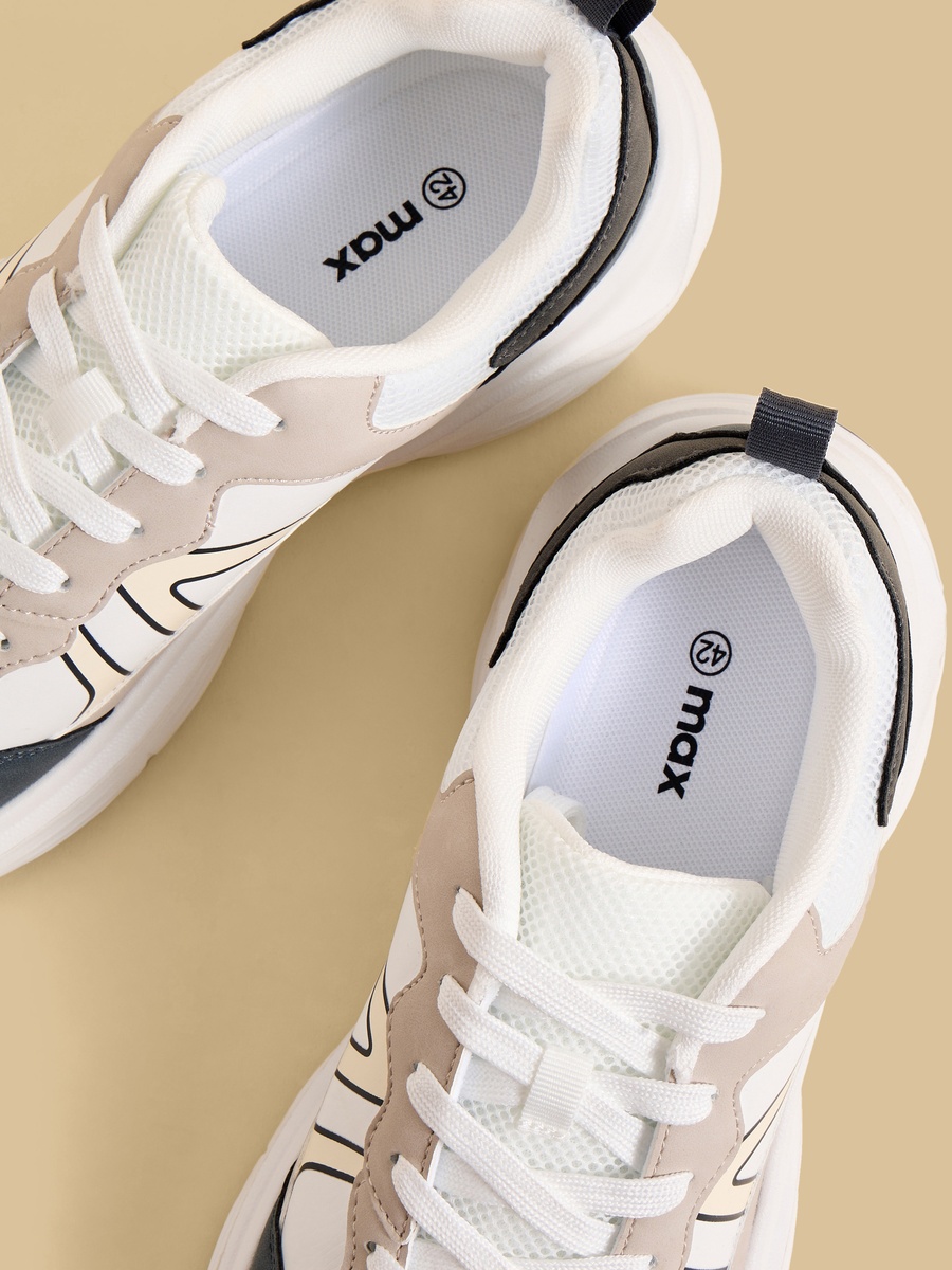 Panelled Lace-Up Sports Shoes