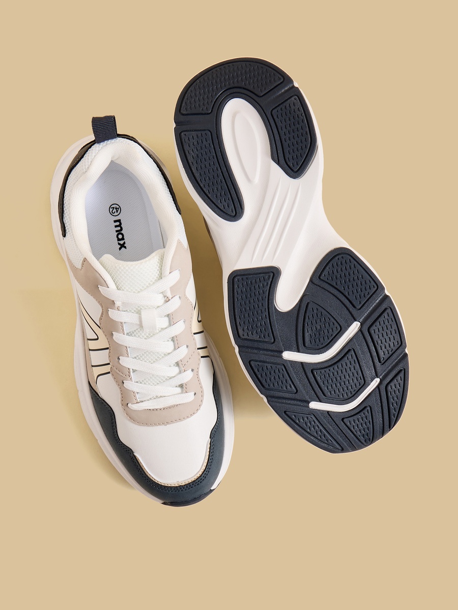 Panelled Lace-Up Sports Shoes