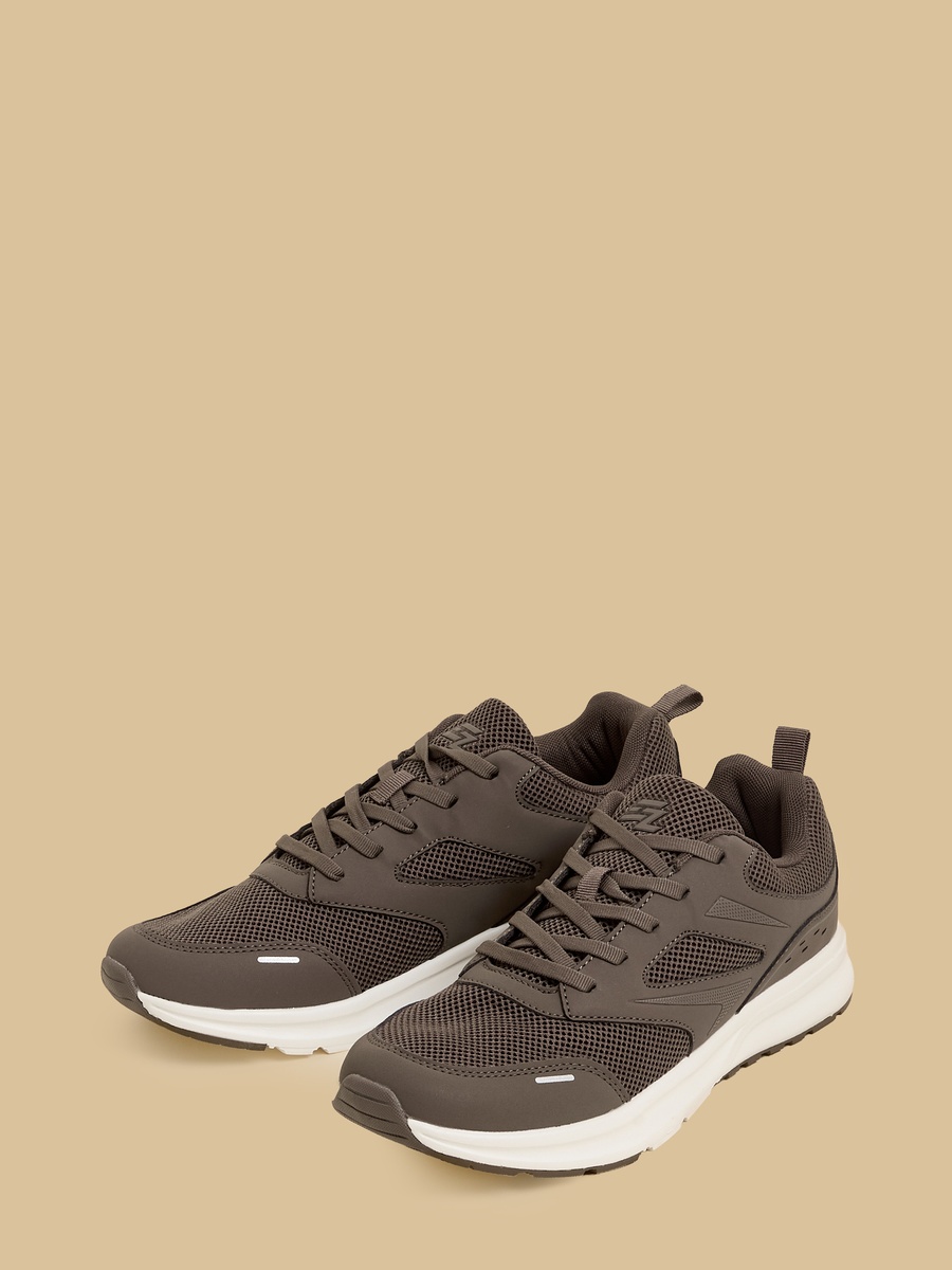 Panelled Mesh Lace-Up Sports Shoes