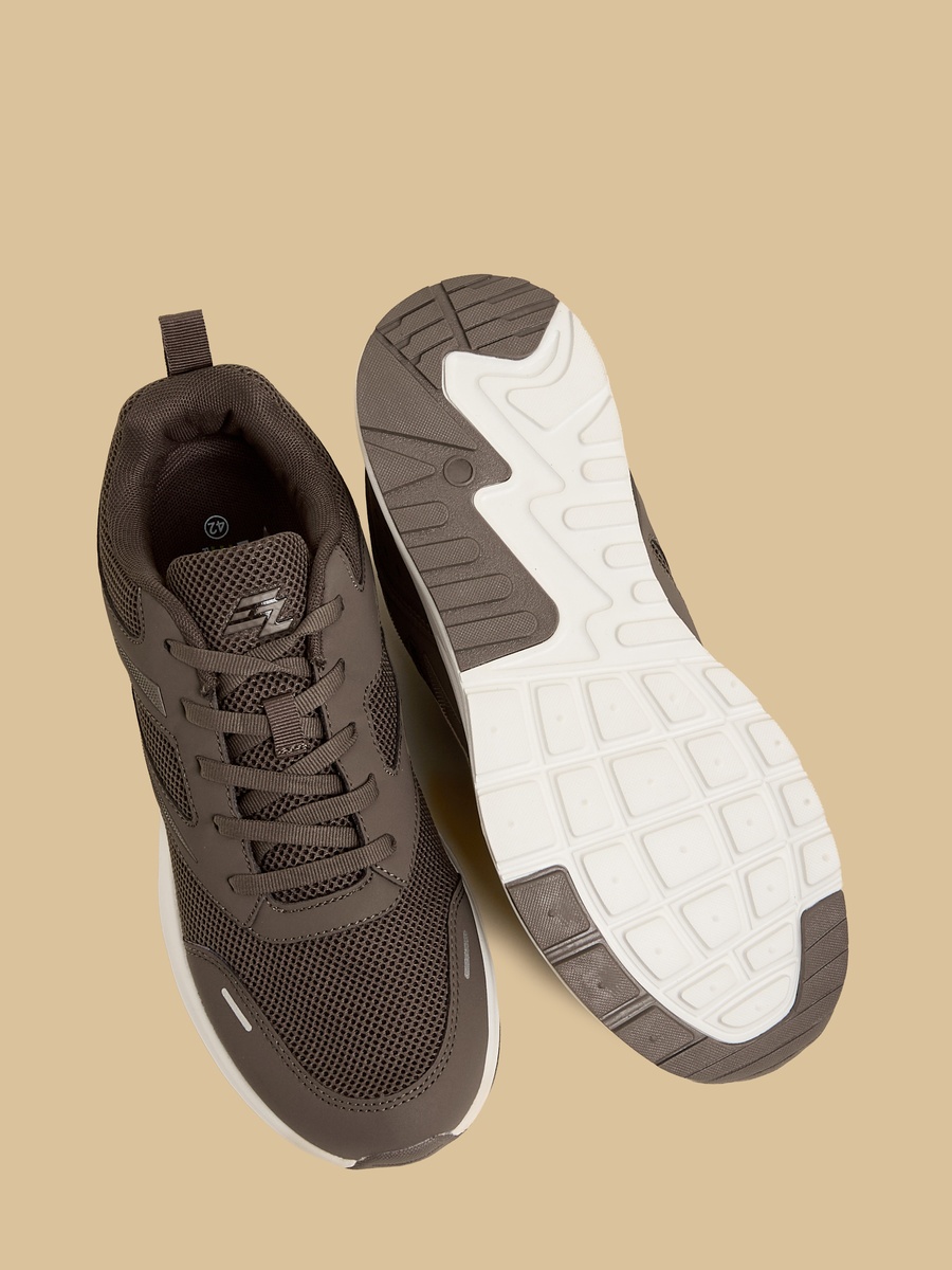 Panelled Mesh Lace-Up Sports Shoes