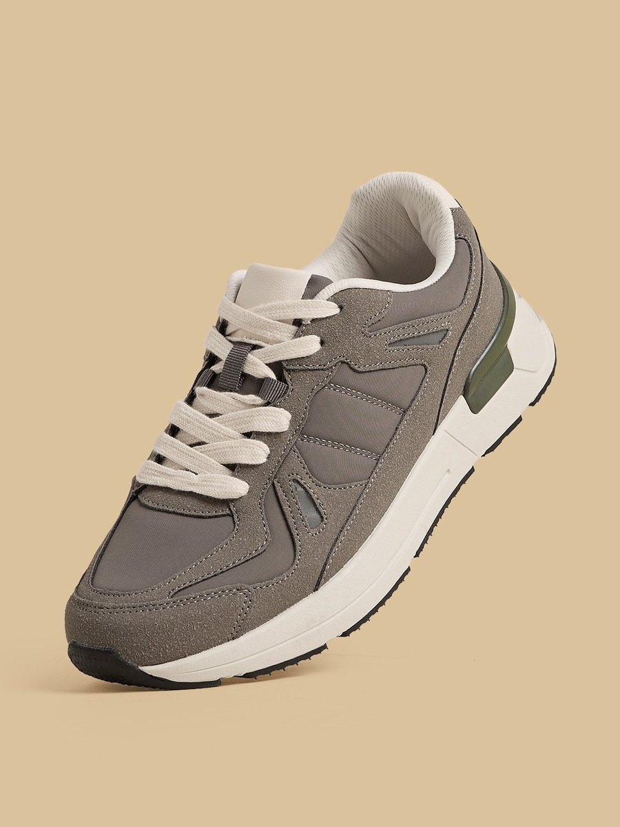 Panelled Lace-Up Sports Shoes