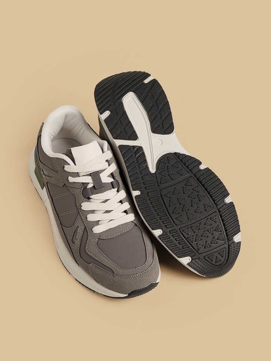 Panelled Lace-Up Sports Shoes