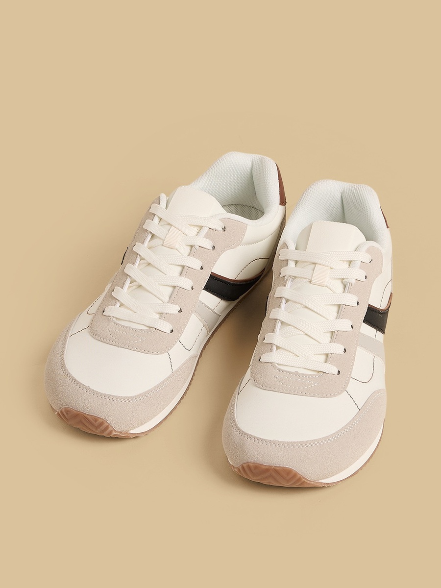 Panelled Lace-Up Sports Shoes