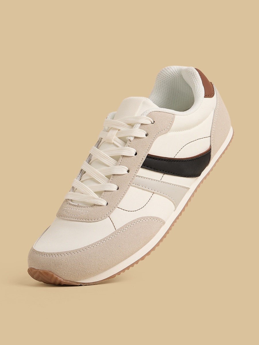 Panelled Lace-Up Sports Shoes