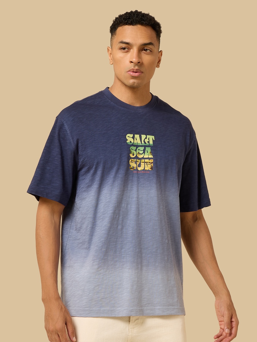 Ombre Tropical Print Slub T-Shirt