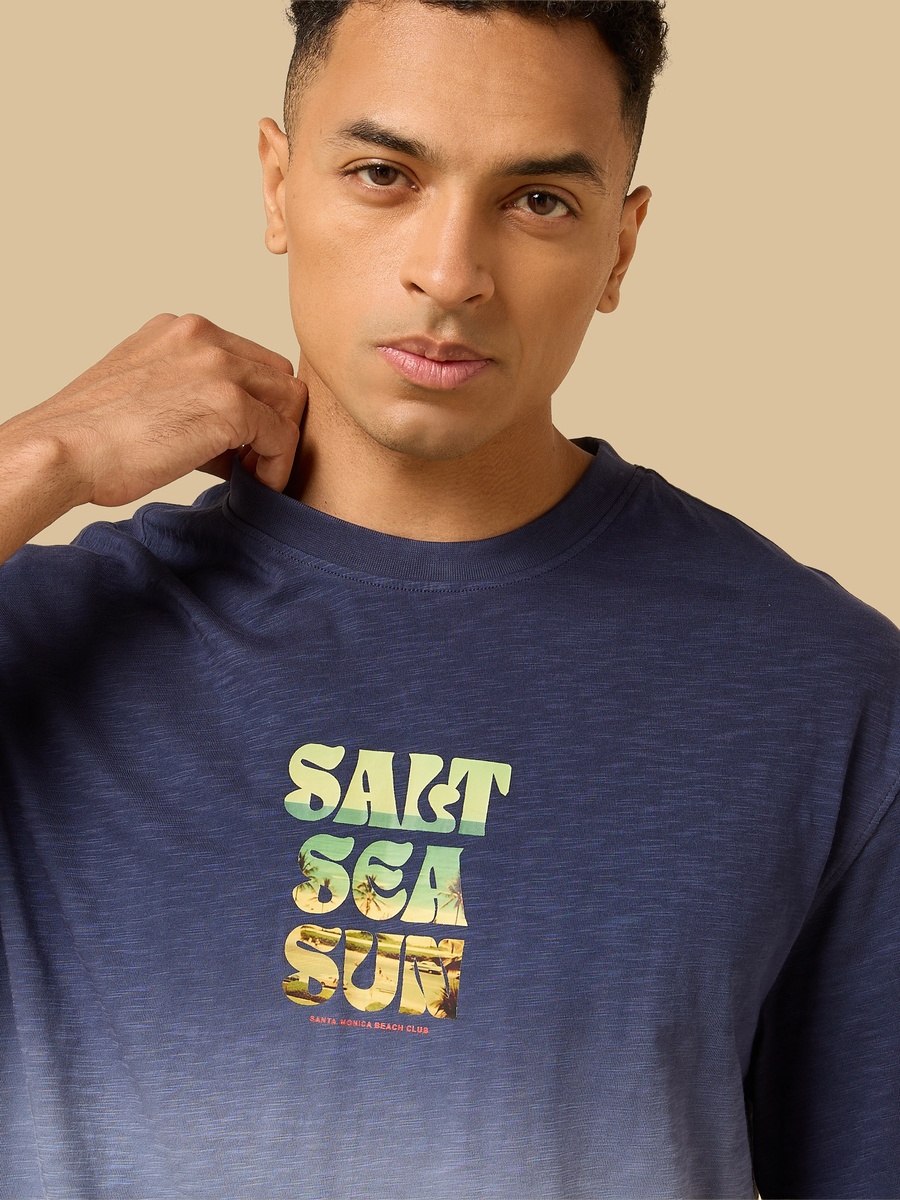 Ombre Tropical Print Slub T-Shirt