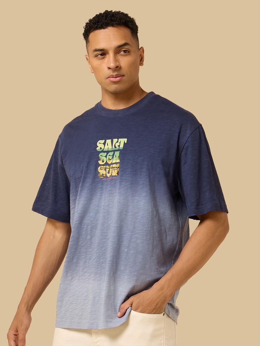 Ombre Tropical Print Slub T-Shirt