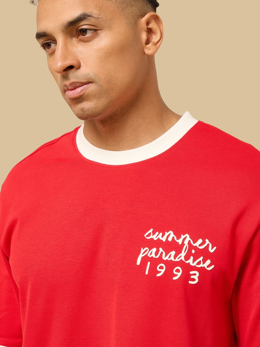 Printed Relaxed Fit Ringer T-Shirt