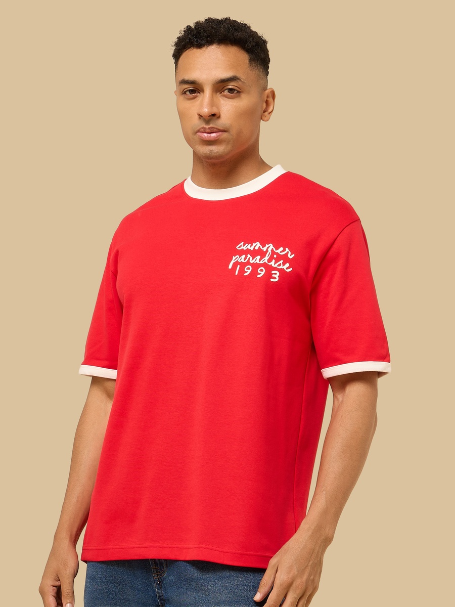Printed Relaxed Fit Ringer T-Shirt