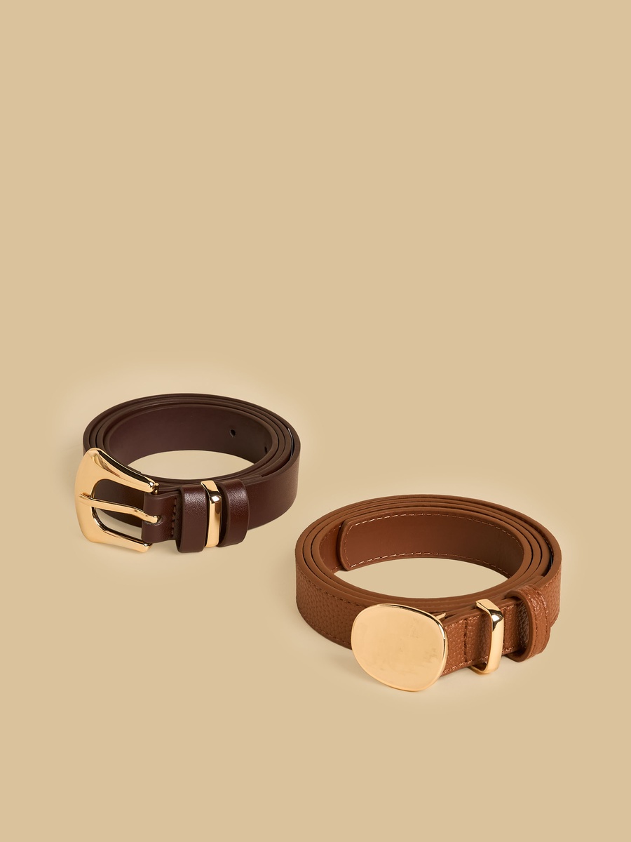Pack of 2 - Plain Belt with Pin Buckle Closure