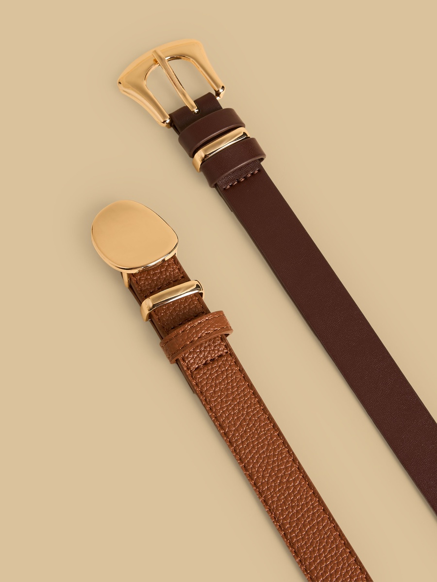 Pack of 2 - Plain Belt with Pin Buckle Closure