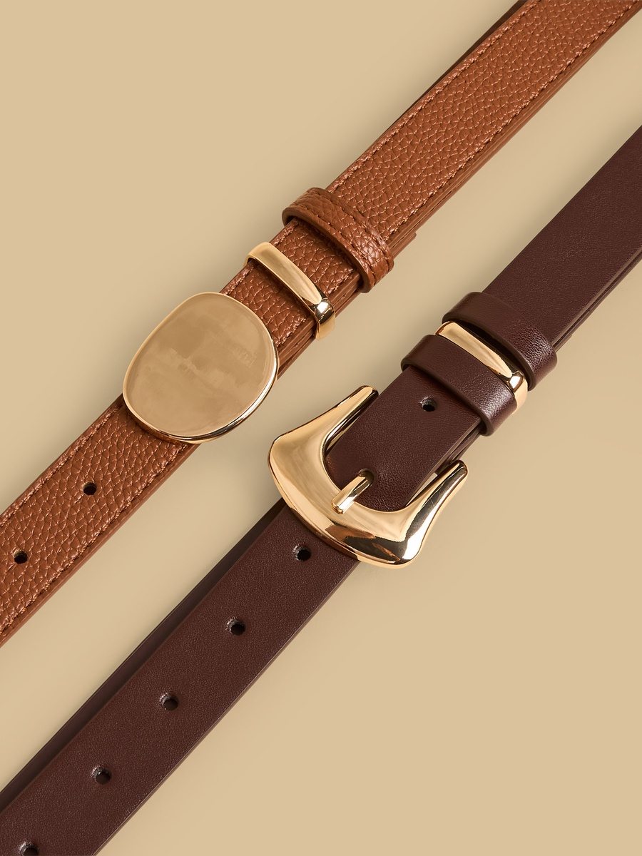 Pack of 2 - Plain Belt with Pin Buckle Closure