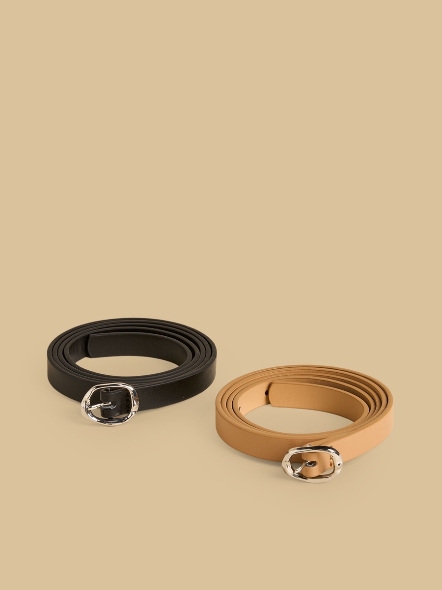 Pack of 2 - Plain Belt with Pin Buckle Closure