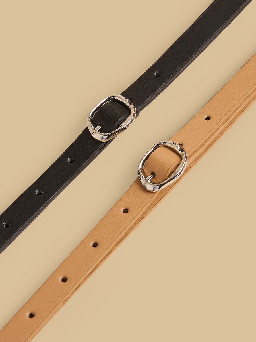 Pack of 2 - Plain Belt with Pin Buckle Closure