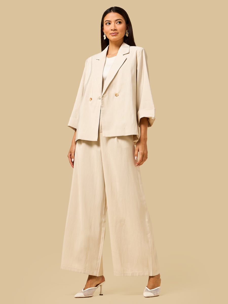 Double Breasted Blazer with 3/4 Sleeves