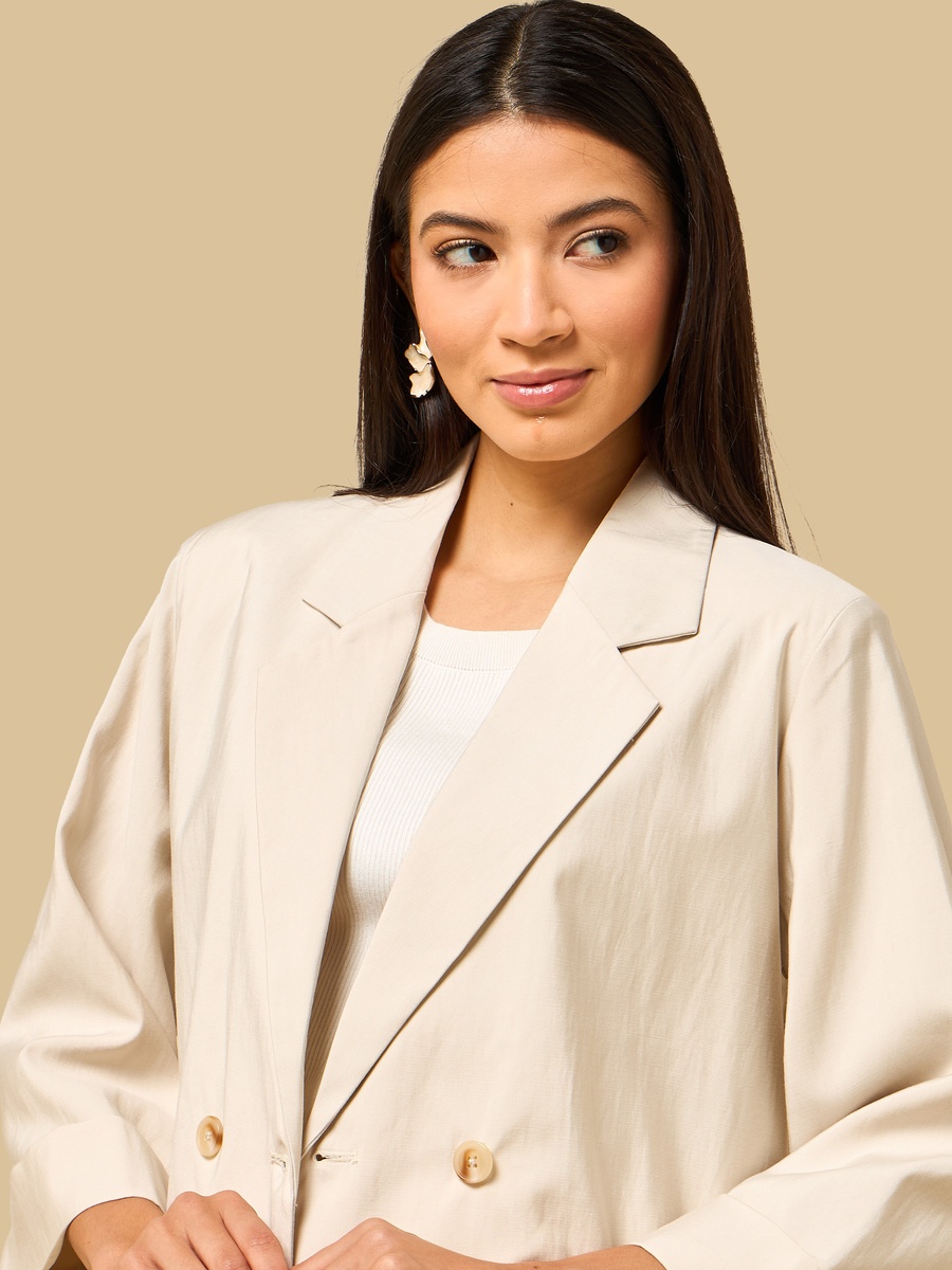 Double Breasted Blazer with 3/4 Sleeves