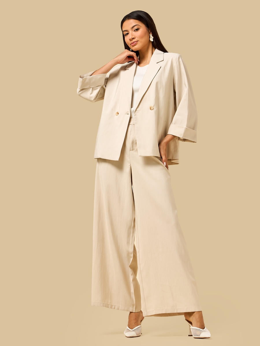 Double Breasted Blazer with 3/4 Sleeves