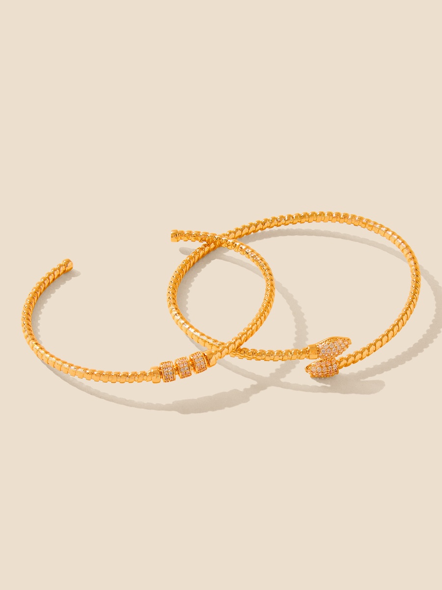Pack of 2 - Stone Embellished Cuff Bracelet
