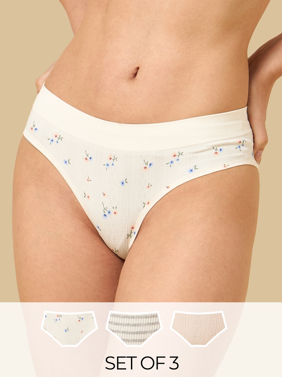 Pack of 3 - Assorted Seamless Hipster Briefs