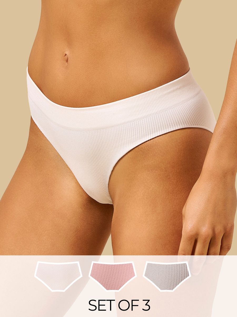 Pack of 3 - Ribbed Seamless Briefs