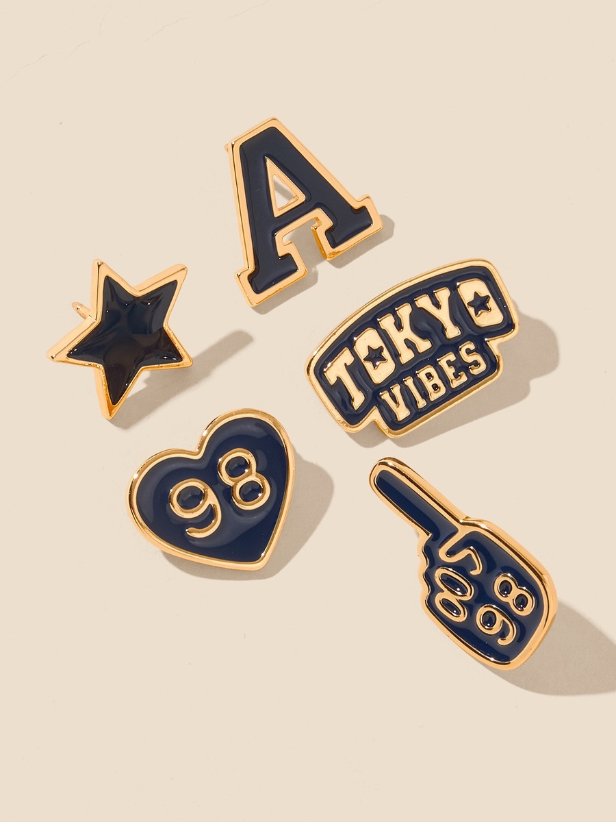 Pack of 5 - Metallic Brooch