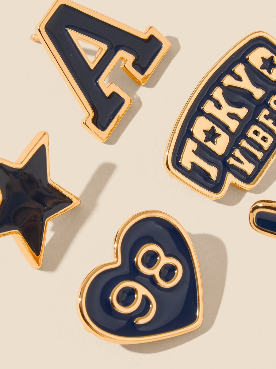 Pack of 5 - Metallic Brooch