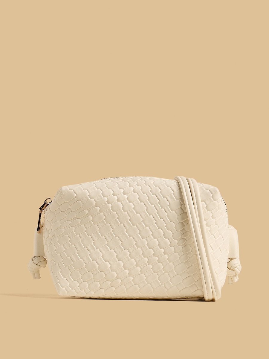 Textured Crossbody Bag with Zip Closure