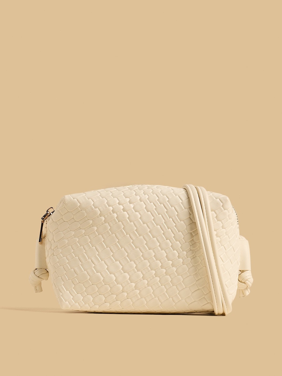 Textured Crossbody Bag with Zip Closure