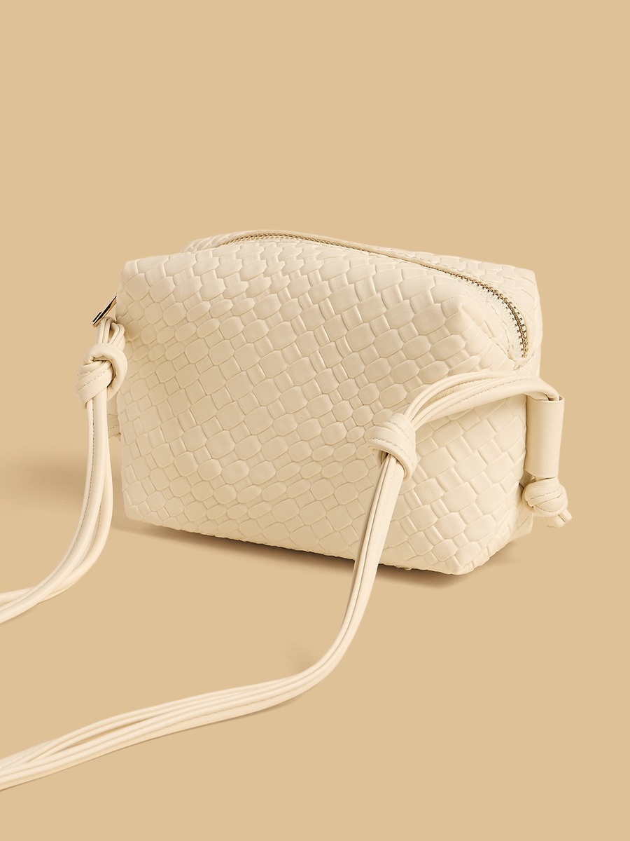 Textured Crossbody Bag with Zip Closure