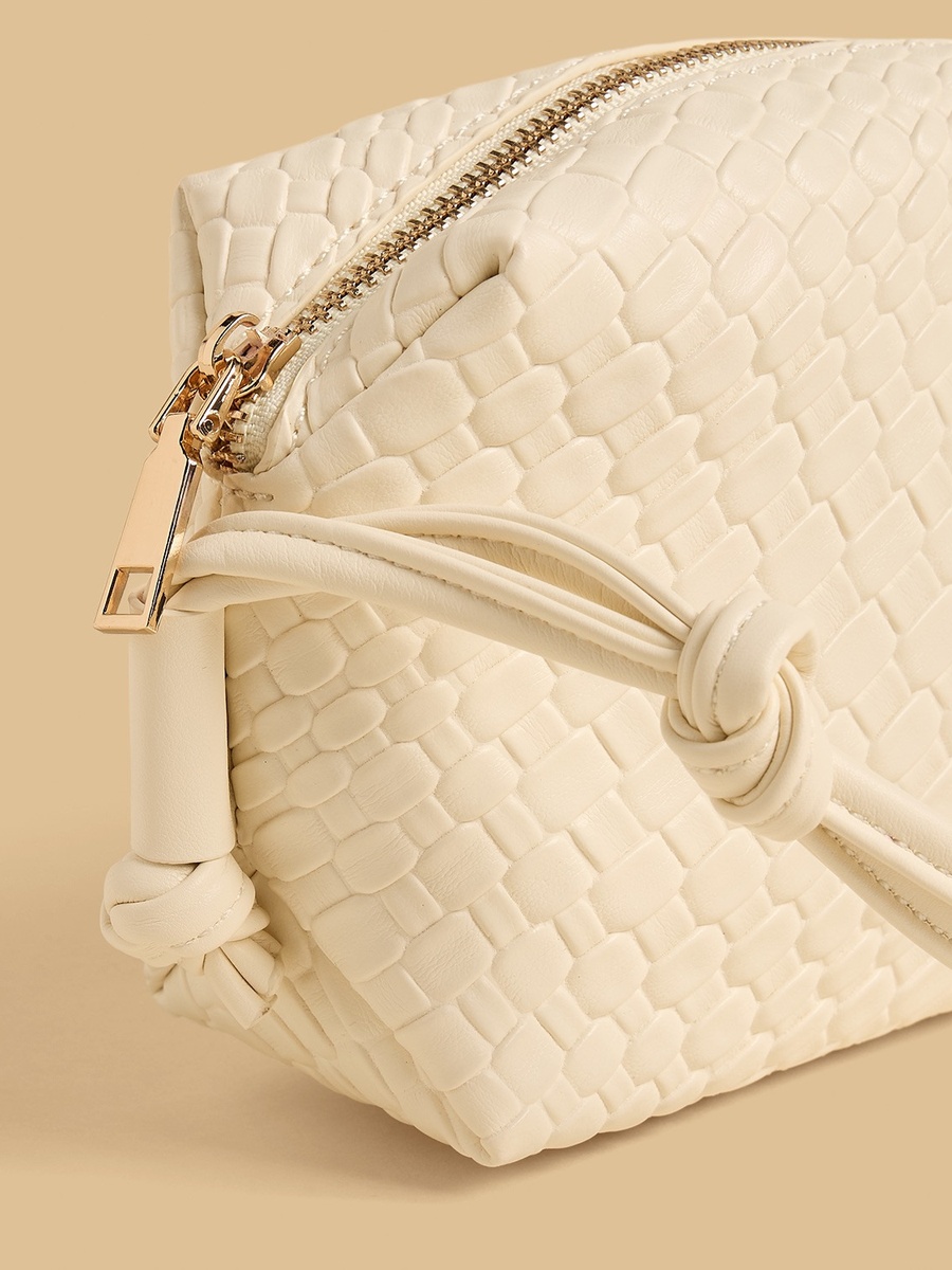 Textured Crossbody Bag with Zip Closure
