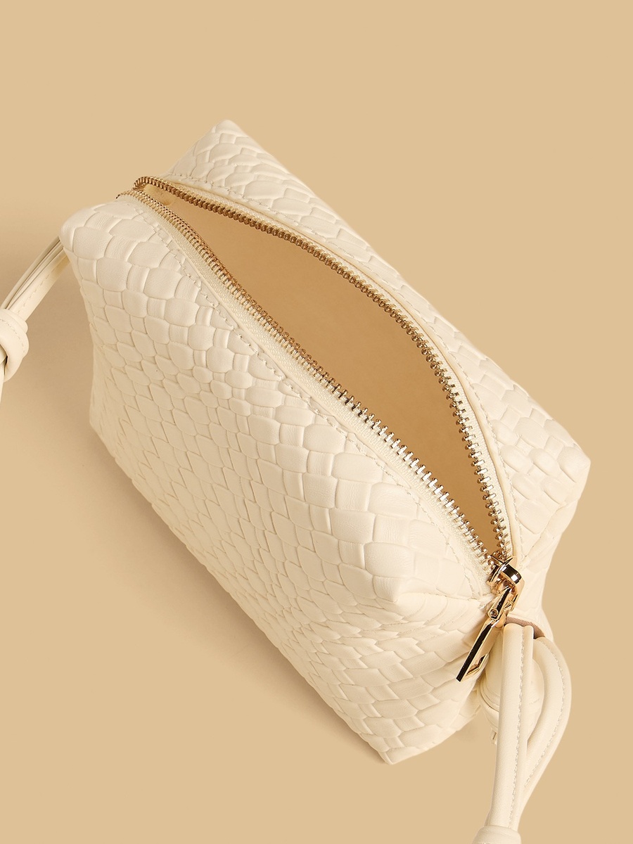 Textured Crossbody Bag with Zip Closure