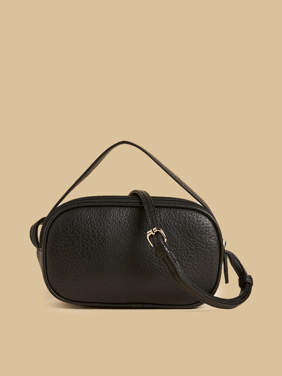 Textured Crossbody Bag with Zip Closure