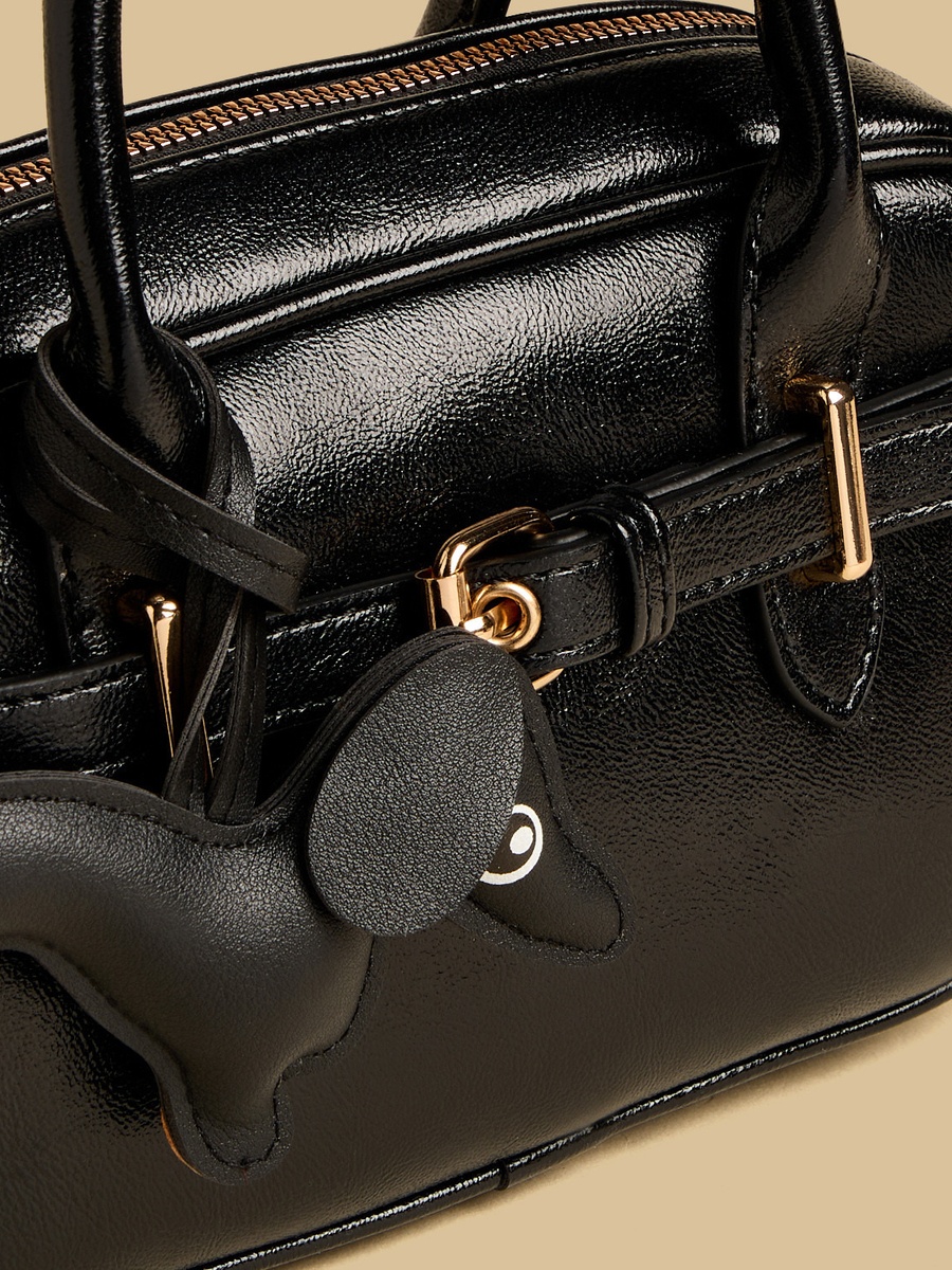 Buckle Accent Crossbody Bag with Dog Charm